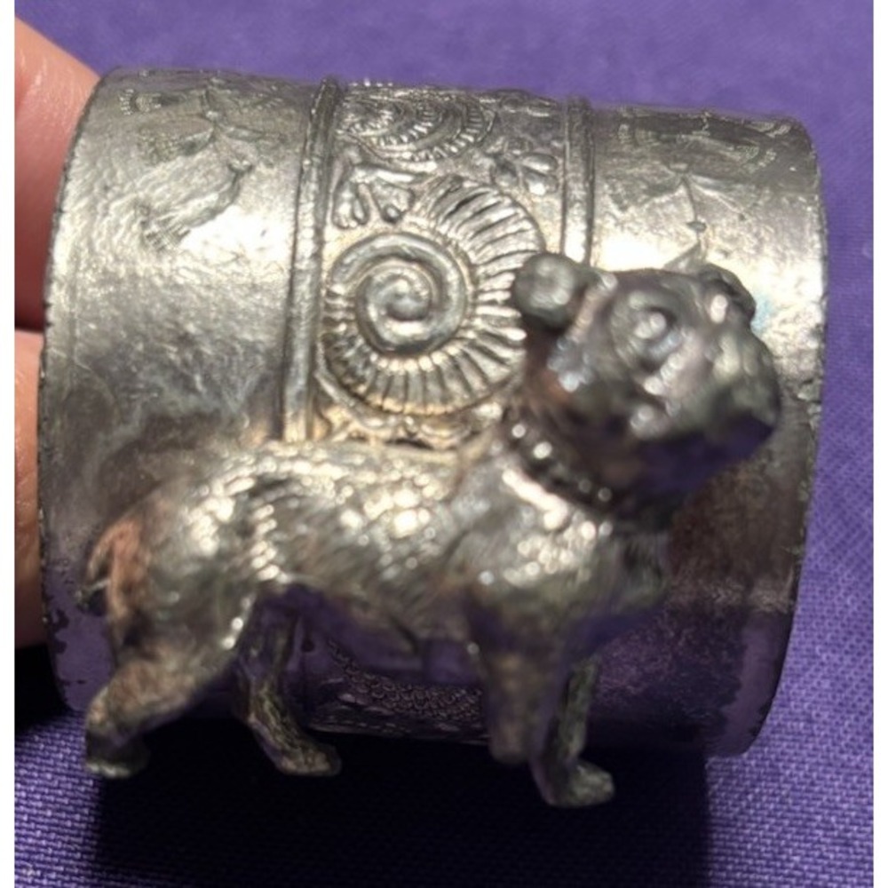 19th Century Bulldog Silver Napkin Ring